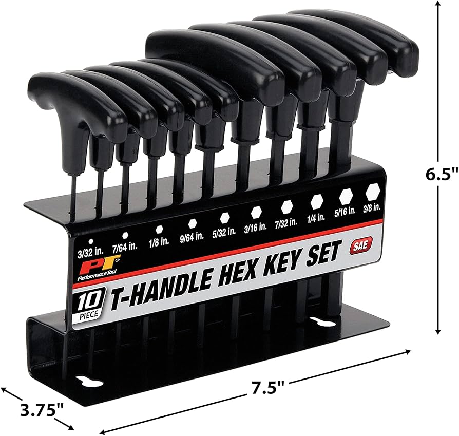 Picture of Brighton Best 529301 10 Pc Set 6" T Handle 3/32-3/8 Hex Key Sets Alloy 8650 (U.S.A.)